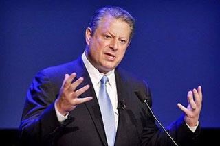 Former US vice president Al Gore speaks during a climate forum in Aalsmeer, The Netherlands, on October 14, 2008.(AFP/File/Koen van Weel)