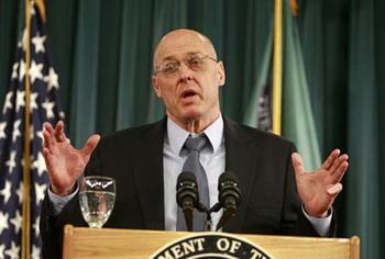 U.S. Treasury Secretary Henry Paulson speaks at a news conference at the Treasury Department in Washington, November 25, 2008.(Xinhua/Reuters Photo)