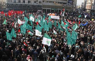 Protesters demonstrate in Damascus December 28, 2008 against the Israeli air strikes on Gaza. Israel destroyed Hamas's main Gaza security complex in an air strike on Sunday and prepared for a possible invasion of the territory after killing more than 280 Palestinians in the first 24 hours of a powerful offensive. [Agencies]