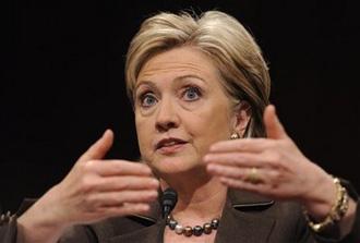 Secretary of State-designate Sen. Hillary Rodham Clinton, D-N.Y., testifies on Capitol Hill in Washington, Tuesday,Jan.13, 2009,before the Senate Foreign Relations Committee hearing on her nomination.(AP Photo/Susan Walsh)