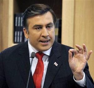 Georgia's President Mikheil Saakashvili speaks during a briefing in Tbilisi, April 10, 2009. REUTERS/Irakly Gedenidze/Pool/Files