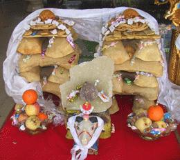 Dega, the most important offerings during Tibetan New Year and it is a kind of fried food for putting in the center of Tibetan cupboard. 