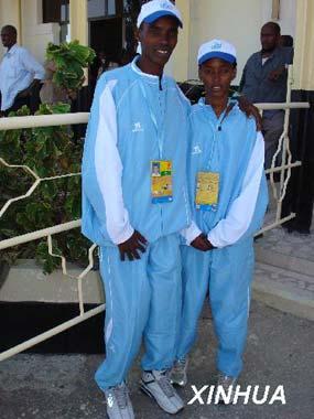 The only two Somalia athletes competing in Beijing Olympic games -- Abdinasir Said Ibrahim and Samia Yusuf Omar.