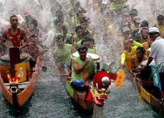 Dragon boat racing is an indispensable part of the festival, held all over the country. 