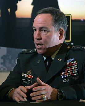 In this Feb. 13, 2008 file photo, Lt. Gen. Benjamin Freakley speaks during an interview in Colonie, N.Y.[Agencies]