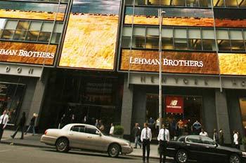 The exterior of the world headquarters for Lehman Brothers can be seen in New York, May 19, 2008. [Photo: Xinhua/Reuters]