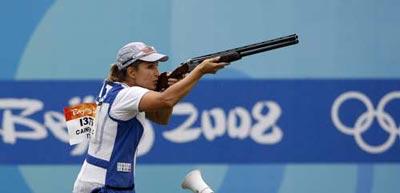 Gold medalist Chiara Cainero during competition. (Photo credit: Xinhua)