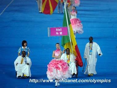 Members of the Paralympic Delegation of Mali parade into the National Stadium during the opening ceremony of the Beijing 2008 Paralympic Games in Beijing, China, Sept. 6, 2008. (Xinhua photo)