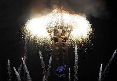 The highlight of the night was the lighting of the main cauldron.