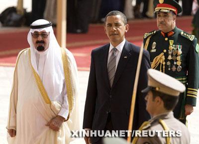 Obama was welcomed by King Abdullah of Saudi Arabia at Riyadh's main airport on Wednesday.