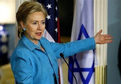 Secretary of State Hillary Rodham Clinton answers a question during a joint news conference with Israeli Foreign Minister Avigdor Lieberman, not pictured, after their meeting at the State Department in Washington, Wednesday, June 17, 2009.(AP Photo/Charles Dharapak) 