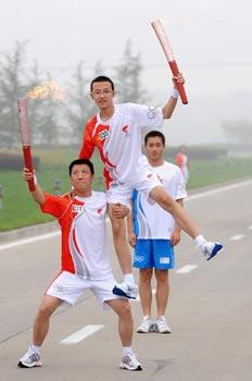 Olympic Flame is being carried through Shijiazhuang, Hebei province.