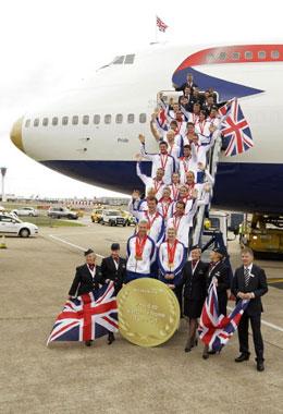 The British Olympic team arrives on August 25, 2008 from Beijing at London's Heathrow airport. Britain's most successful Olympic team for 100 years arrived home after winning 47 medals in Beijing but team bosses warned that the coaches behind the medal haul could be poached by other nations. Britain's collection of 19 gold medals lifted it to fourth in the medals table and raised expectations of home success at the 2012 Olympics in London. [Agencies]