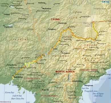 where is the yalu river located on a map