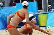 China´s Tian/Wang net 2nd preliminary win in beach volleyball