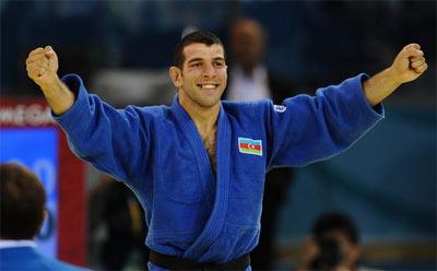 Elnur Mammadli of Azerbaijan beat South Korean Wang Kichun by ippon to take the men's 73kg judo gold medal at the Beijing Olympic Games on Aug. 11