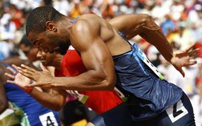 Tyson Gay of the US competes in his men's 100m heat at the National Stadium during the Beijing 2008 Olympic Games August 15, 2008. [Agencies] 