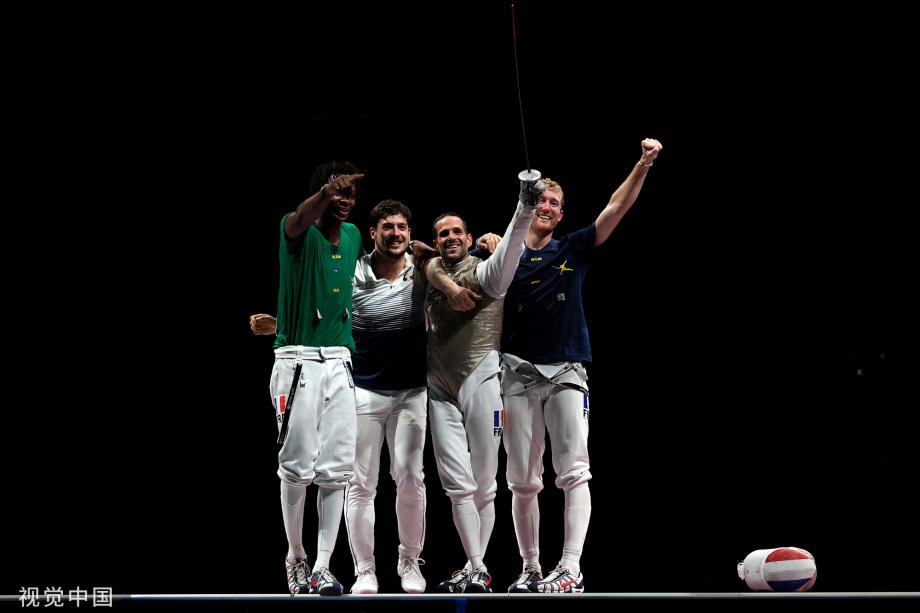 [圖]擊劍男子花劍奧運會團體決賽 法國隊獲金牌