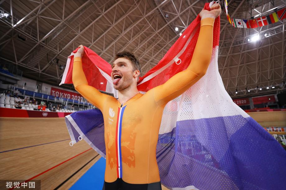 [圖]場地自行車男子團體競速賽金牌賽 荷蘭隊奪金