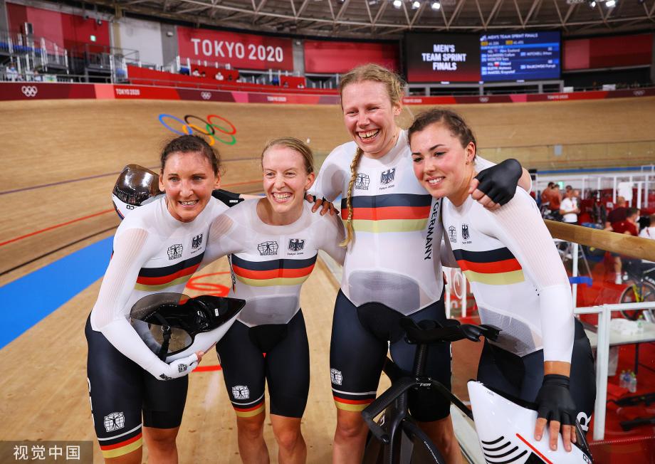 [圖]場地自行車女子團體追逐賽：德國隊獲得金牌