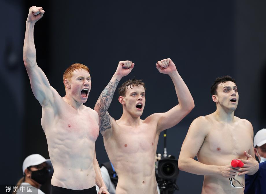 [圖]奧運男子自由泳接力決賽 英國隊奪金