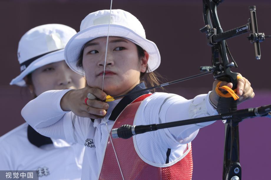 [圖]東京奧運會射箭女子團體決賽 韓國隊獲得金牌