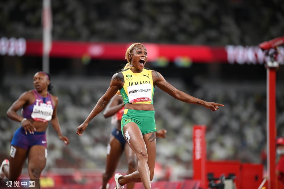 [圖]田徑女子100米：牙買加選手湯普森-赫拉奪金