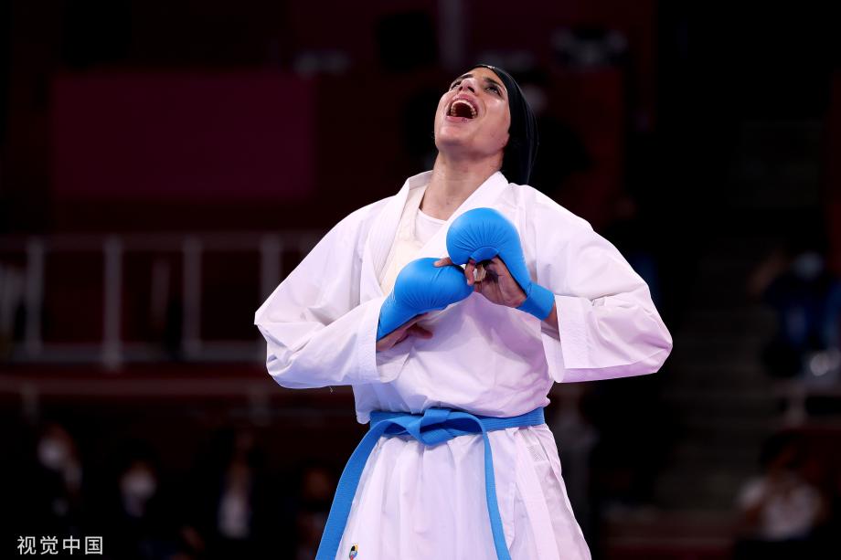 [圖]空手道女子組手61公斤以上級決賽 埃及選手奪金