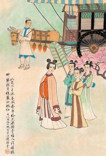 中國古代風俗百圖·北朝·踏青