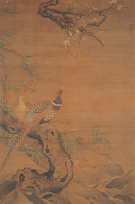 明 呂紀 《雙雉圖軸》上海博物館藏