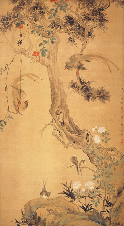清 華喦 《翠羽和鳴圖軸》上海博物館藏