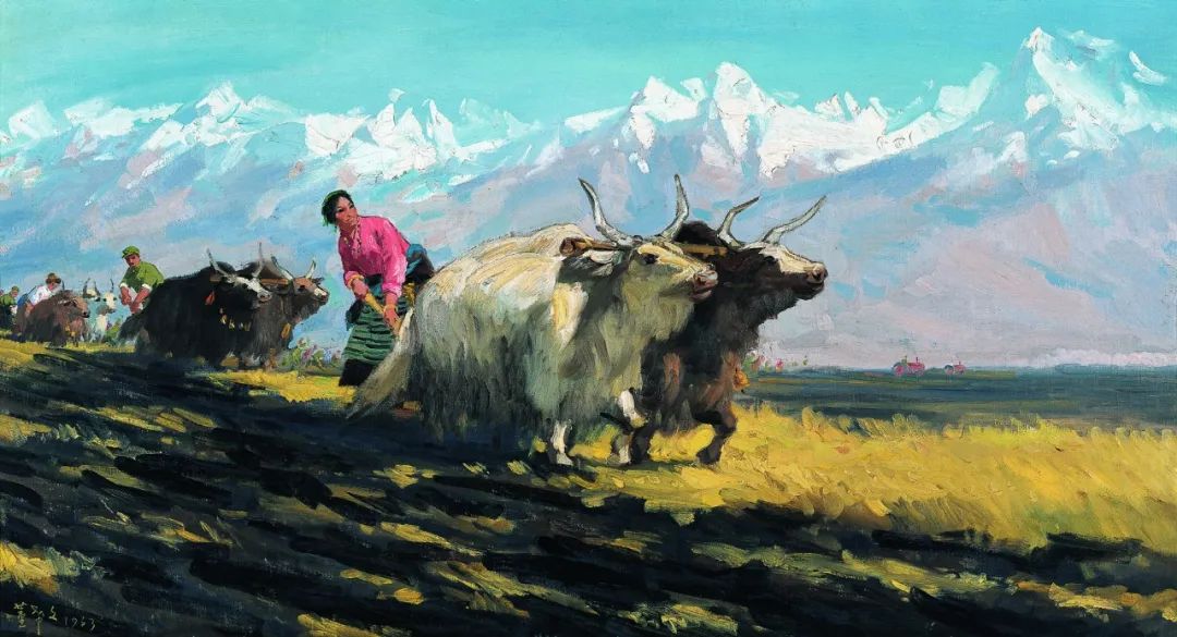 董希文 《千年土地翻了身》 布面油彩 油畫 77cm×143.5cm 1963年 中國美術館藏