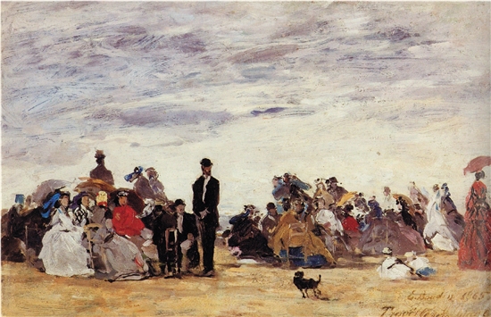 歐仁·布丹 特魯維爾的海灘 布面油畫 1865年 巴黎奧賽博物館