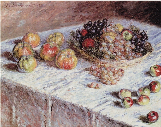 克勞德·莫奈 蘋果和葡萄靜物圖 布面油畫 1880年 芝加哥藝術學院