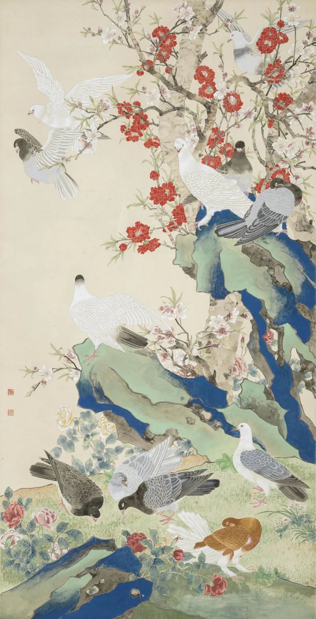 陳之佛 和平之春 169.3x86cm 中國畫 1953年 中國美術館藏 (藝術家家屬捐贈)