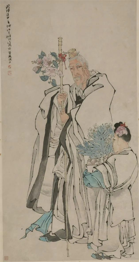 獻瑞圖 任伯年 中國畫  148.7×78.2cm 1872年 中國美術館藏