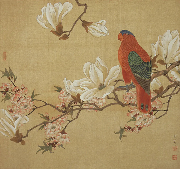 玉蘭赤鸚 陳之佛 中國畫  48.6×51cm 1942年 南京博物院藏