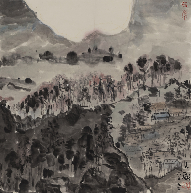 山上下，邵大箴，紙本水墨，53x54cm，1995年