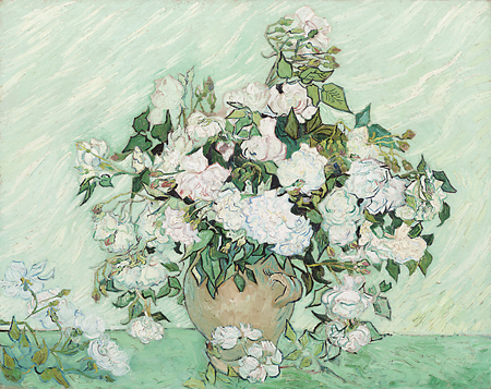 花瓶裏的白玫瑰（油畫）　梵高 美國國家美術館收藏 聖巴巴拉藝術博物館（SBMA）供圖