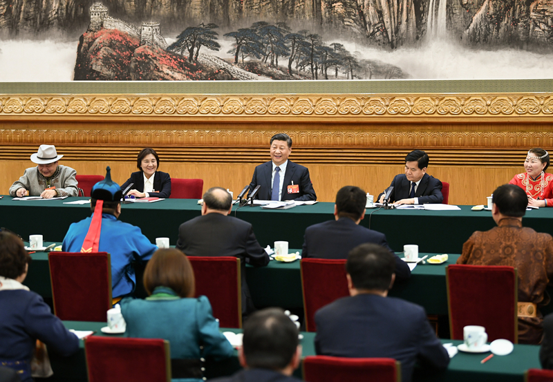 2019年3月5日，習近平總書記參加十三屆全國人大二次會議內蒙古代表團的審議。