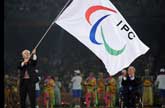 Paralympiques: Les maires de Beijing et de Londres montent sur le podium pour la transmission du drapeau paralympique