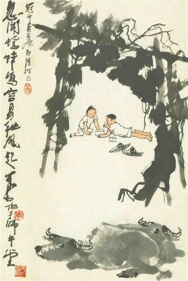 牧童牧牛（國畫）     70×47厘米    1986年    李可染    浙江美術館藏