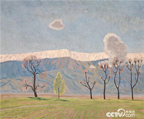 春天在山上  瓦連金·西多羅夫（俄羅斯）油畫  85×100cm 1976年 中國美術館藏，2019年藝術家捐贈