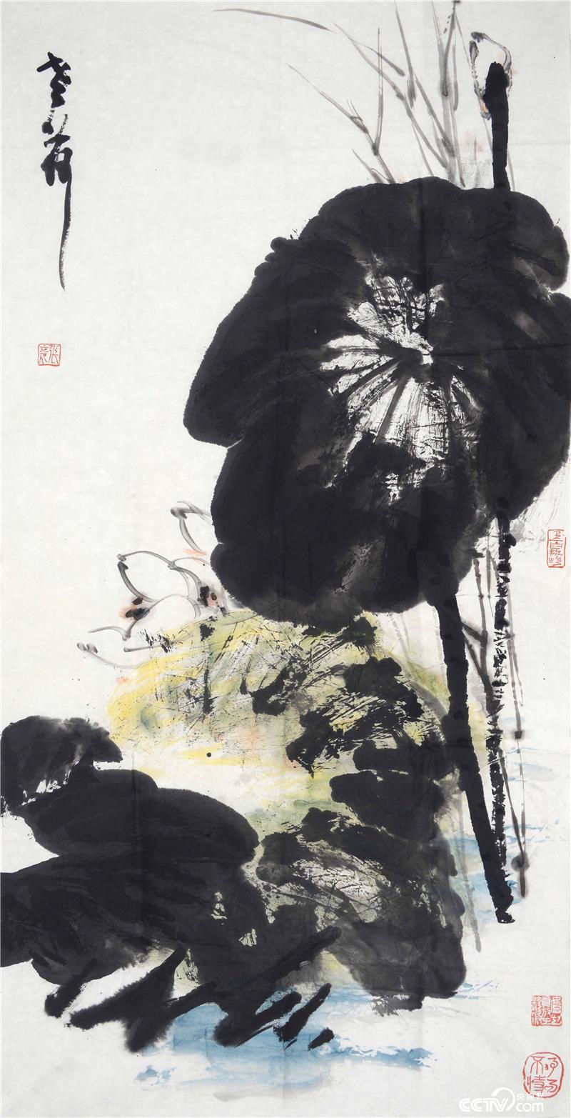 張立辰-荷-紙本-138×69cm
