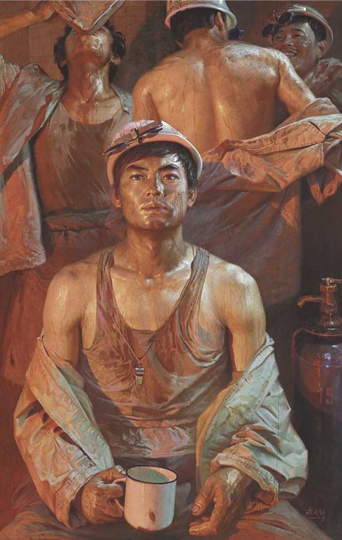 鋼水·汗水（油畫） 260×168厘米  1981年  廣廷渤  中國美術館藏  