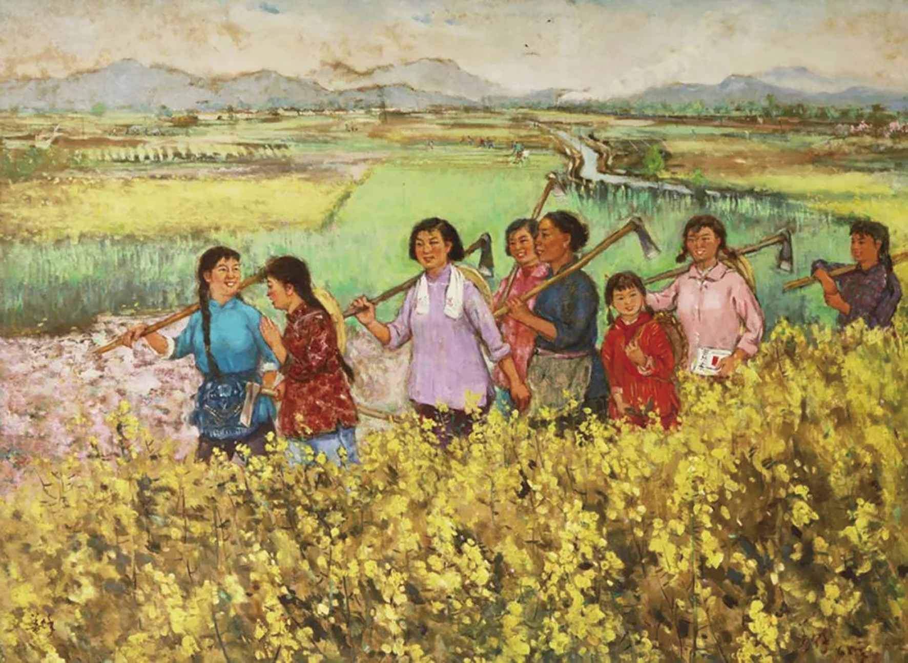春耕忙（油畫）  101×136厘米  1965年  胡善餘  中國美術館藏