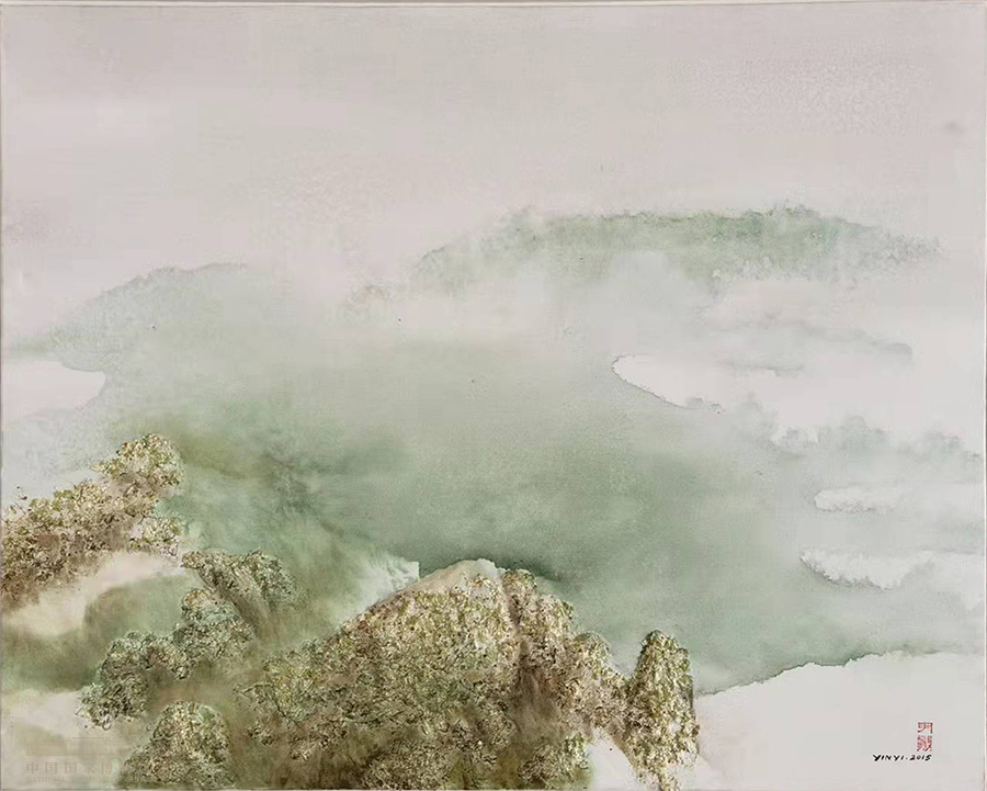 《雪域晨霧》，100x80 cm，2015年