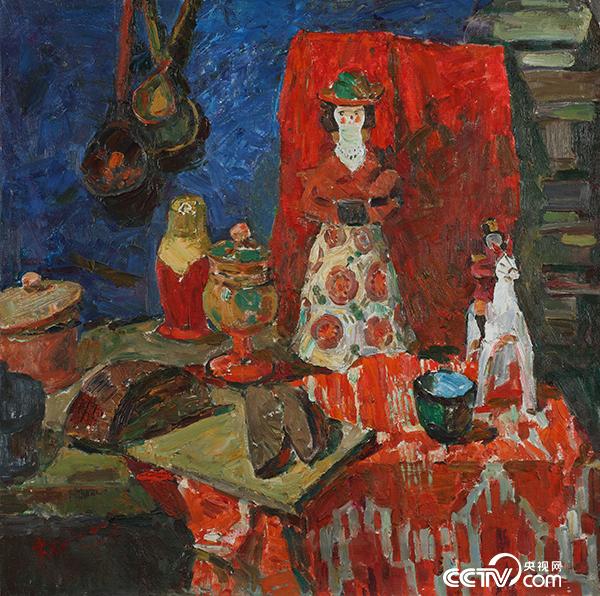 鄭光旭《有俄羅斯民族特點的靜物》,布面油畫80cmx80cm-2008