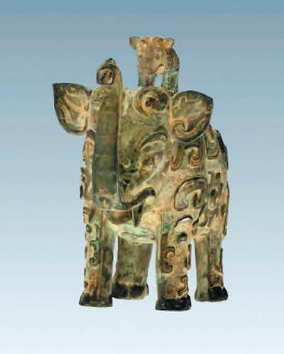 數字銅博物館網絡展示平臺上的商代青銅象尊三維圖片，實物現藏于美國弗利爾美術館。