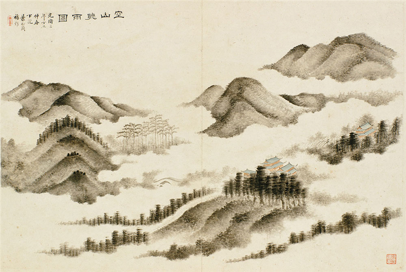 空山聽雨圖咏冊 葉衍蘭 36.5×52cm 紙本設色 1877年 無錫博物院藏